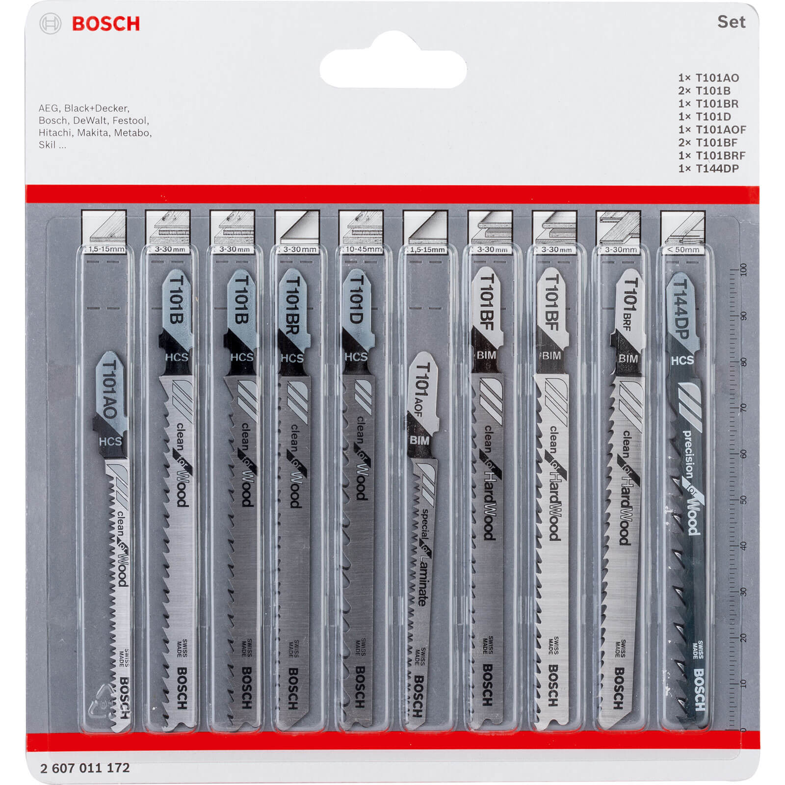 Photos - Power Tool Accessory Bosch 10 Piece Wood Cutting Jigsaw Blade Set 2607011172 