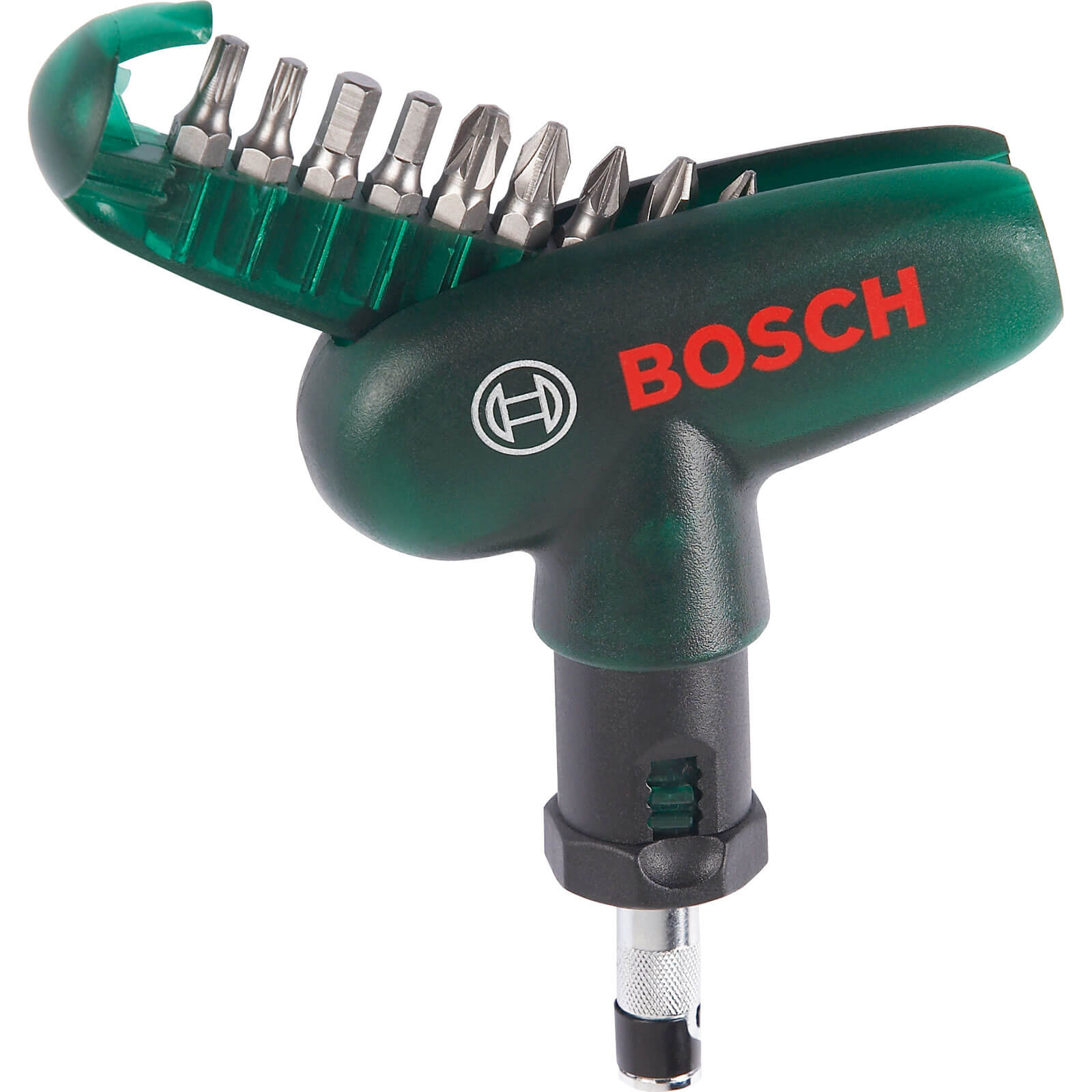 Image of Bosch Ratchet T Handle Screwdriver and 9 Piece Bit Set