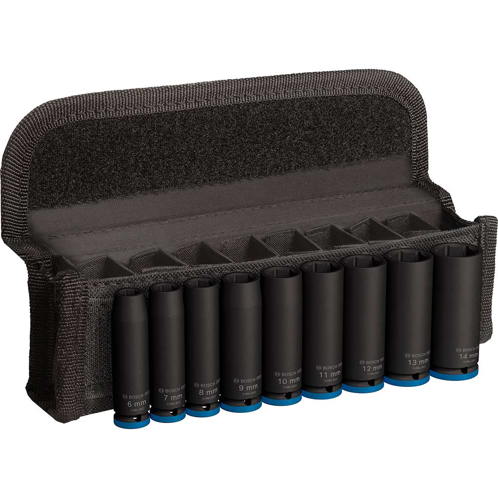Bosch PRO 9 Piece 1/4" Drive Deep Hexagon Impact Socket Set 1/4