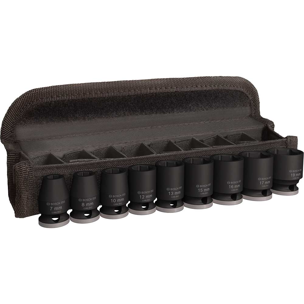 Bosch PRO 9 Piece 3/8" Drive Hexagon Impact Socket Set 3/8