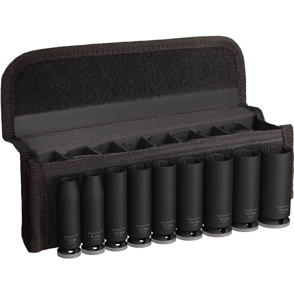 Bosch PRO 9 Piece 3/8" Drive Deep Hexagon Impact Socket Set 3/8