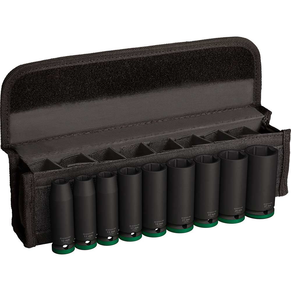 Bosch PRO 9 Piece 1/2" Drive Deep Hexagon Impact Socket Set 1/2