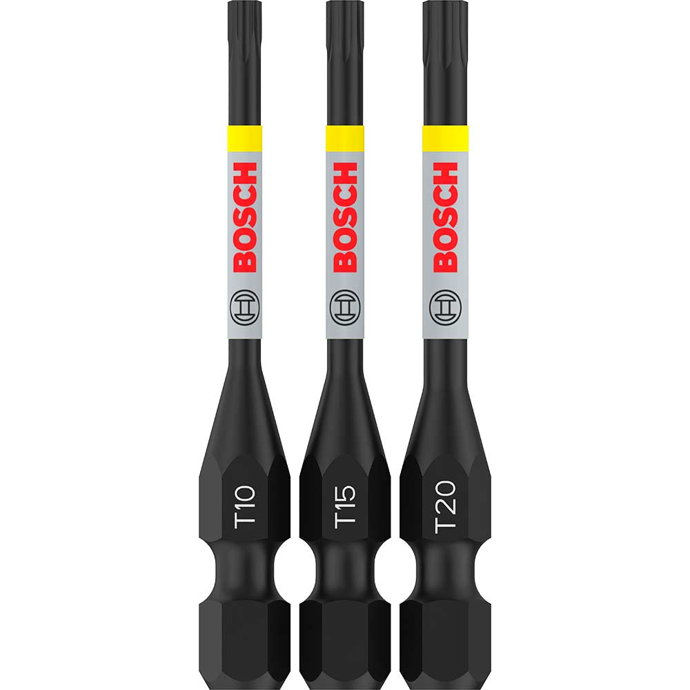 Bosch Pro Impact Torsion Torx Screwdriver Bits T10 - T20 Assorted Torx 55mm Pack Of 3