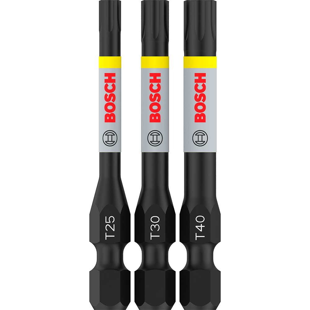 Bosch Pro Impact Torsion Torx Screwdriver Bits T25 - T40 Assorted Torx 55mm Pack Of 3