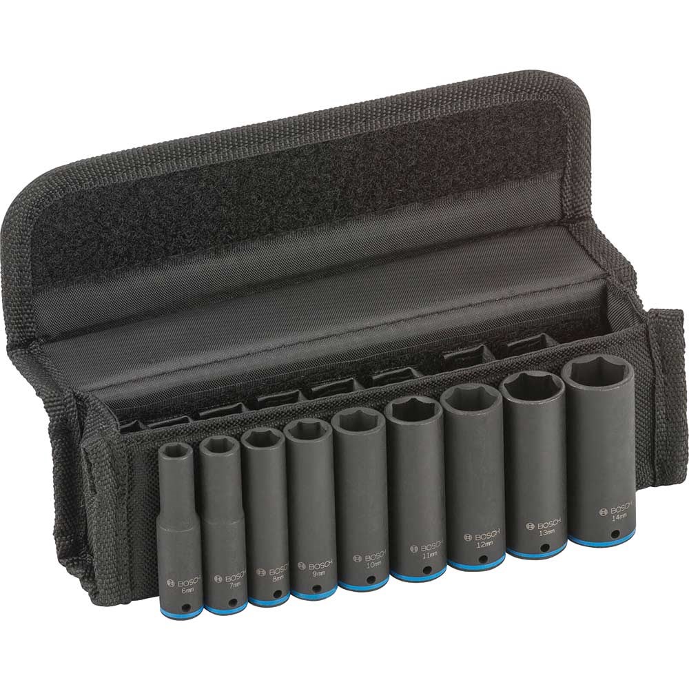 Bosch 9 Piece 1 4 Drive Deep Hexagon Impact Socket Set Metric