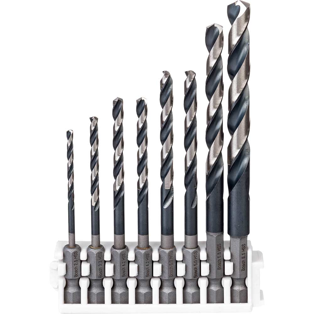 Photos - Drill Bit Bosch 8 Piece Impact Control Hex Shank HSS  Set for Tapping 26085 