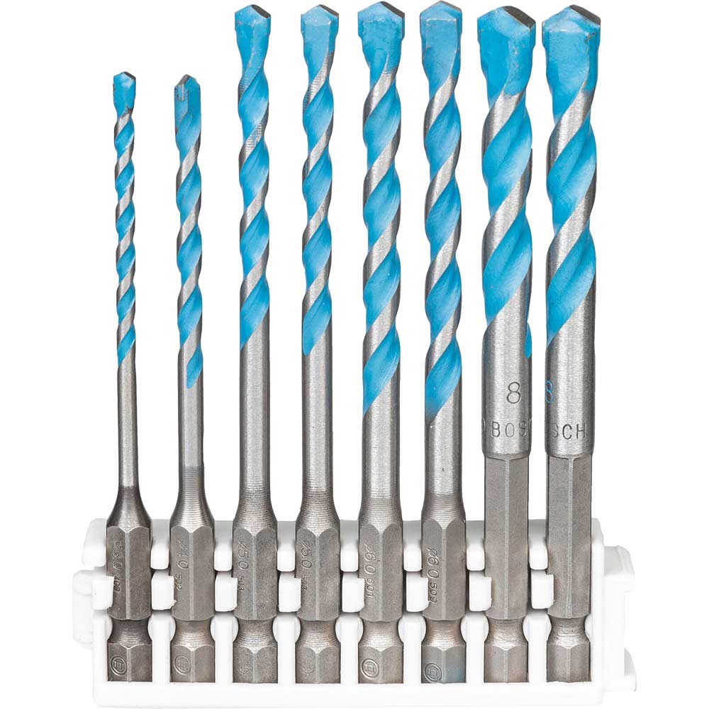 Bosch 8 Piece Hex 9 Multi Construction Drill Bit Set Multi Material Drill Bits