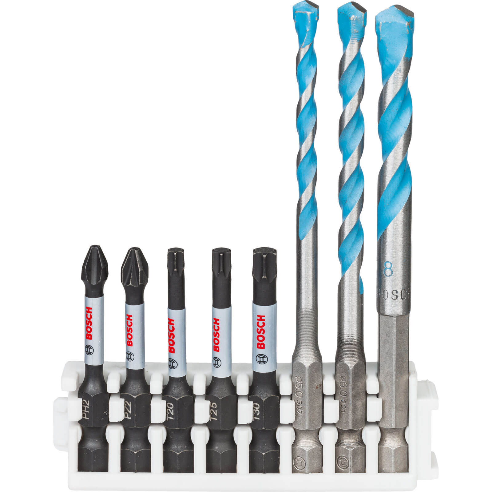 Image of Bosch 8 Piece Impact Screwdriver and Multi Construction Drill Bit Set