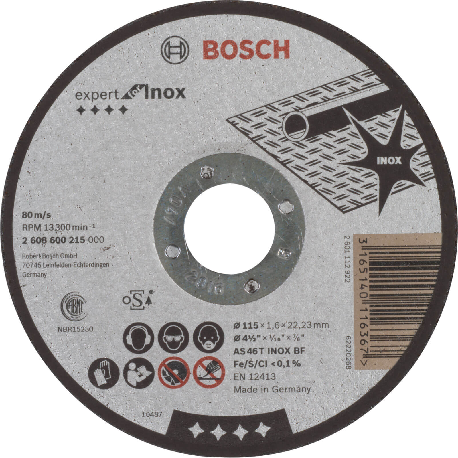 Image of Bosch Inox Thin Stainless Steel Cutting Disc 115mm