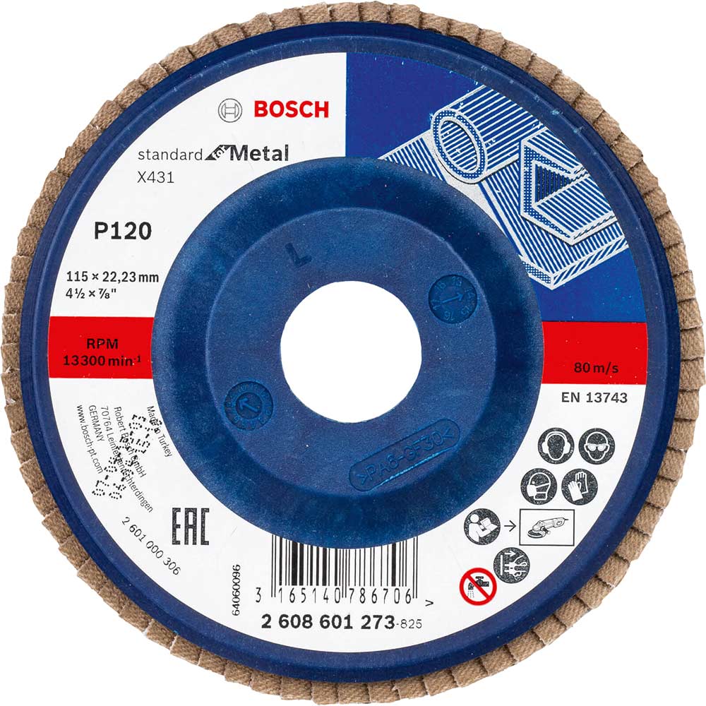 View Bosch X431 Metal Flap Disc 115mm 120g Pack Of 1