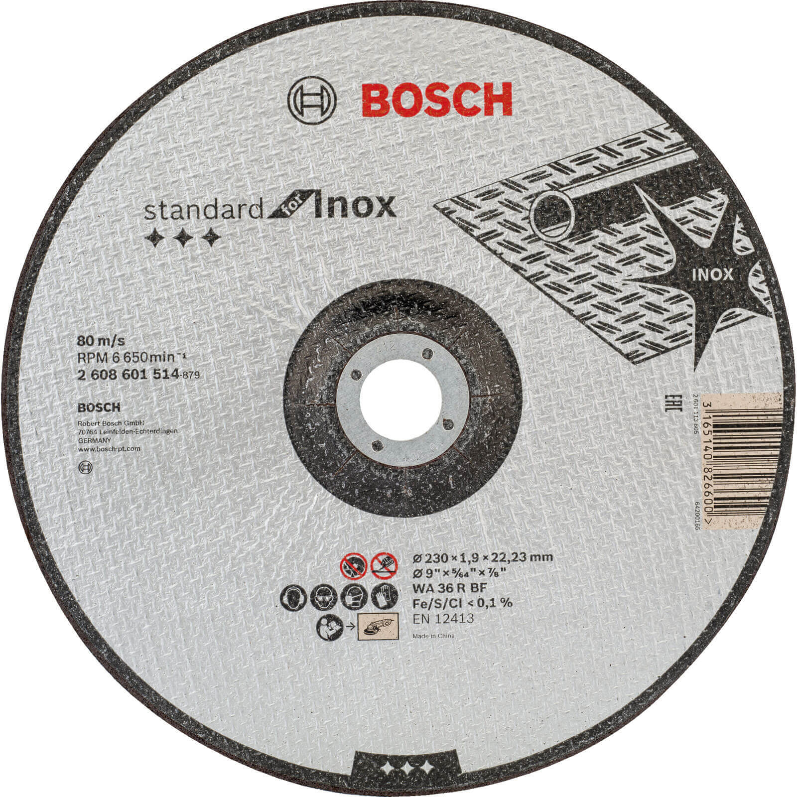 Bosch Rapido Best Depressed Centre Inox Cutting Disc 230mm 1.9mm 22mm