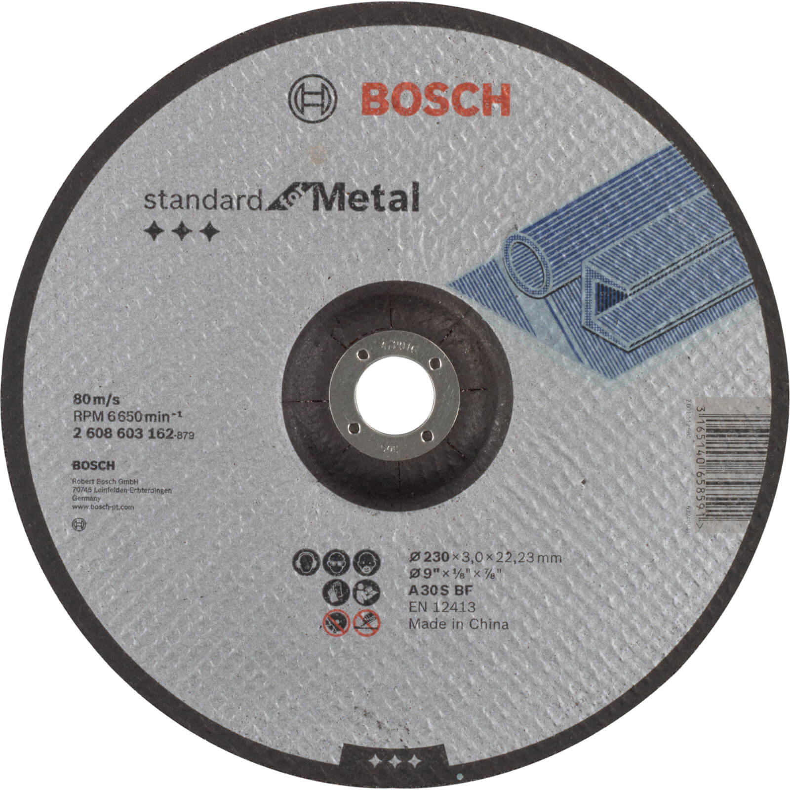 Image of Bosch Standard Depressed Centre Metal Cutting Disc 230mm 3mm 22mm