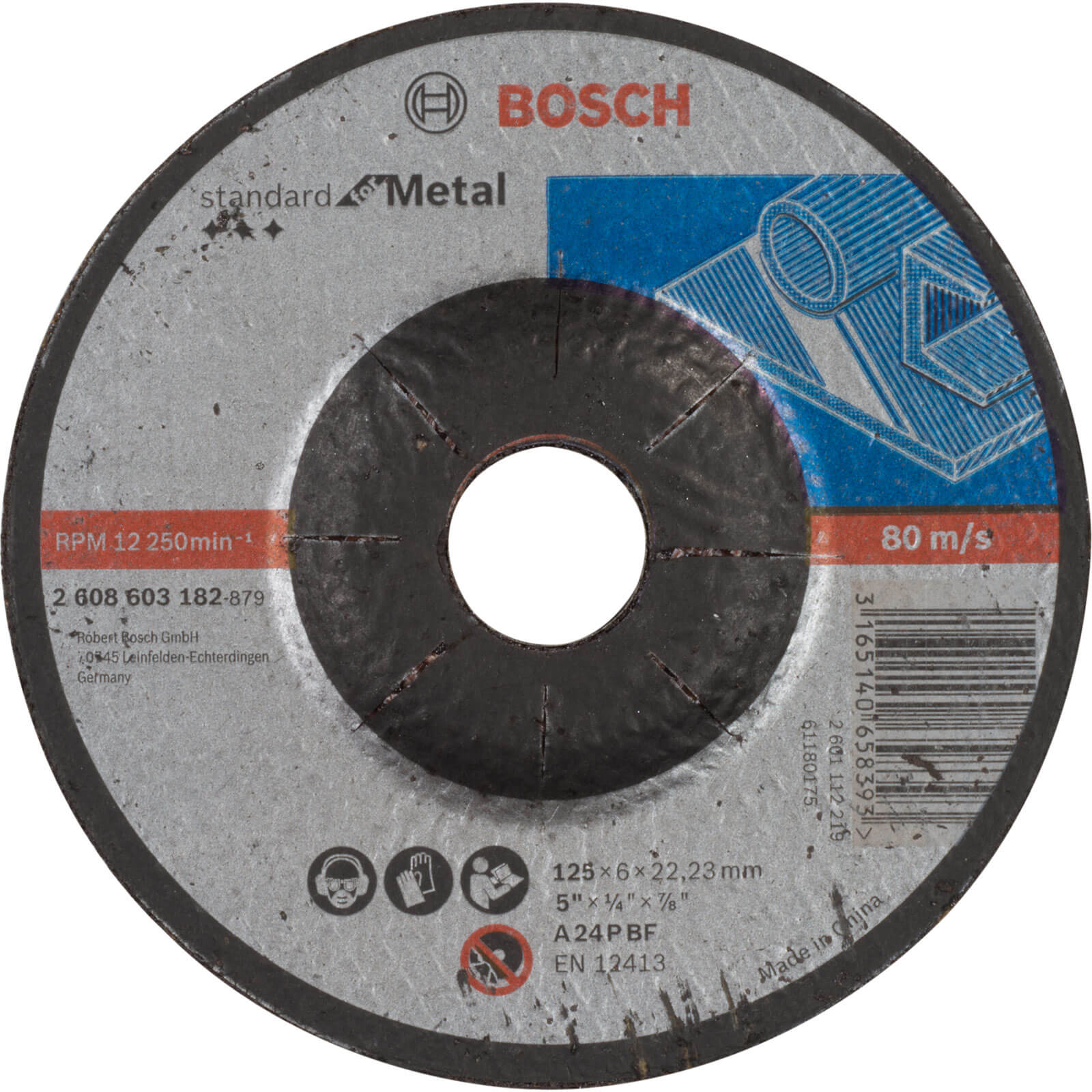 Image of Bosch Standard Depressed Centre Metal Grinding Disc 125mm 6mm 22mm