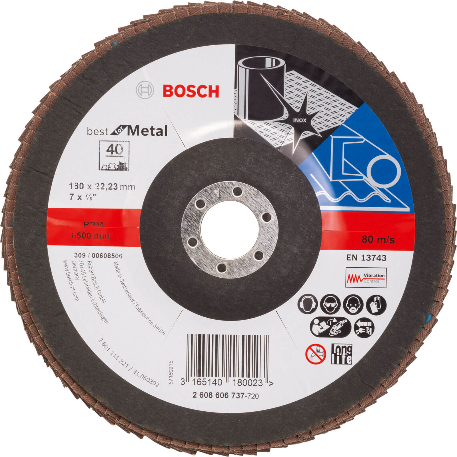 Image of Bosch Zirconium Abrasive Flap Disc 180mm 40g