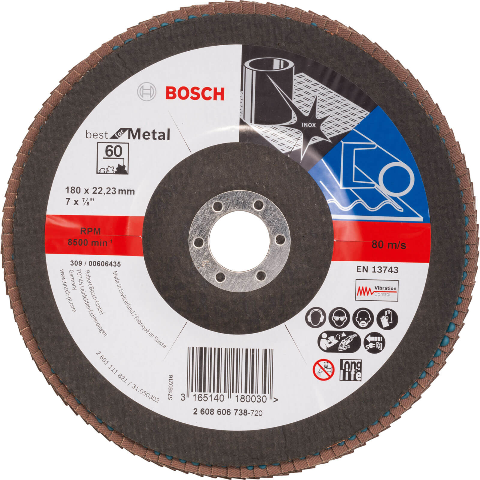 Image of Bosch Zirconium Abrasive Flap Disc 180mm 60g
