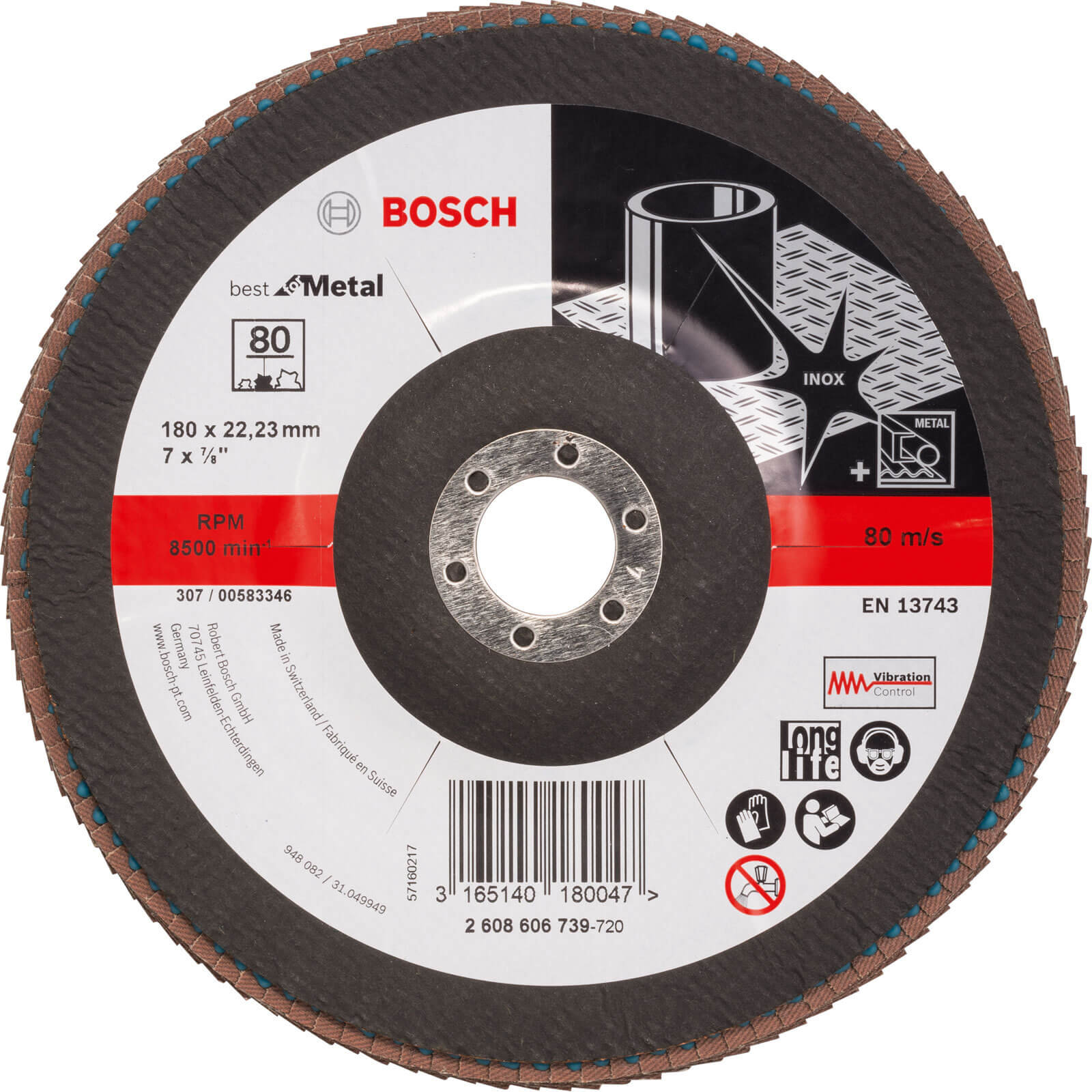Image of Bosch Zirconium Abrasive Flap Disc 180mm 80g