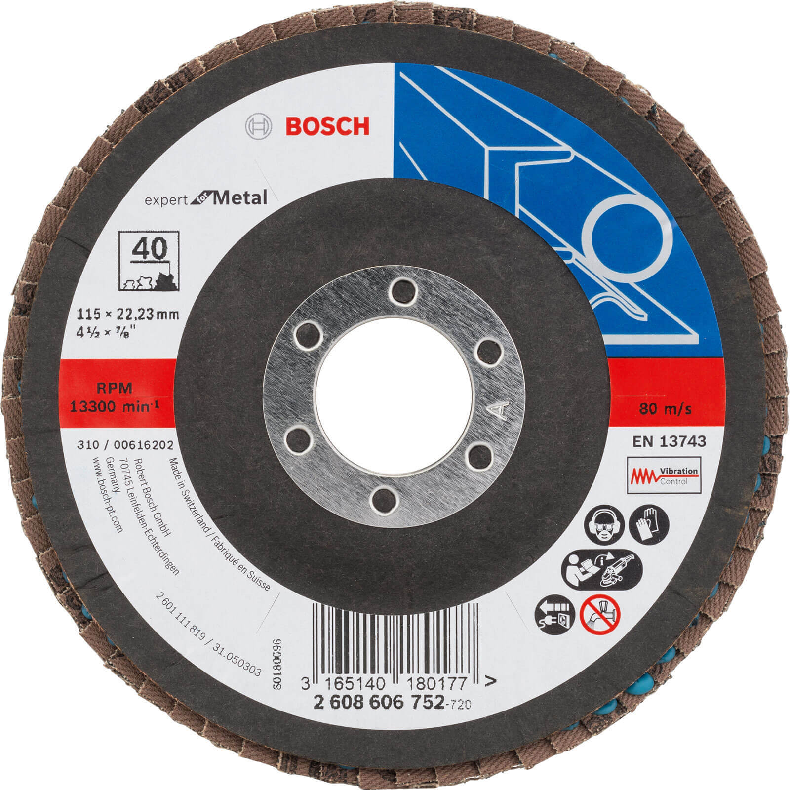 Image of Bosch Expert X551 for Metal Angled Flap Disc 115mm 40g Pack of 1