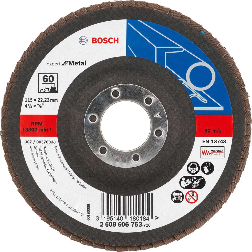 Image of Bosch Expert X551 for Metal Angled Flap Disc 115mm 60g Pack of 1