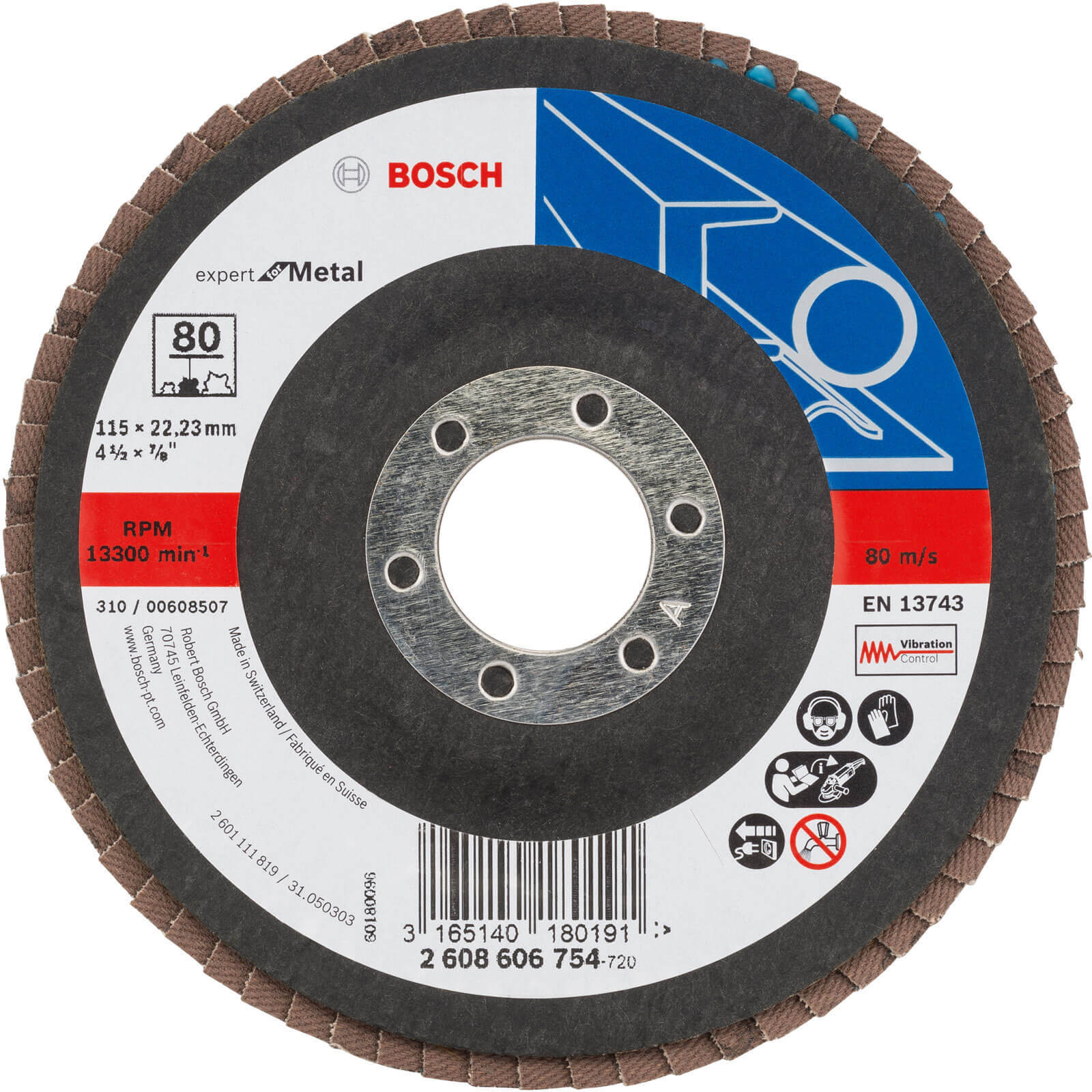Image of Bosch Expert X551 for Metal Angled Flap Disc 115mm 80g Pack of 1