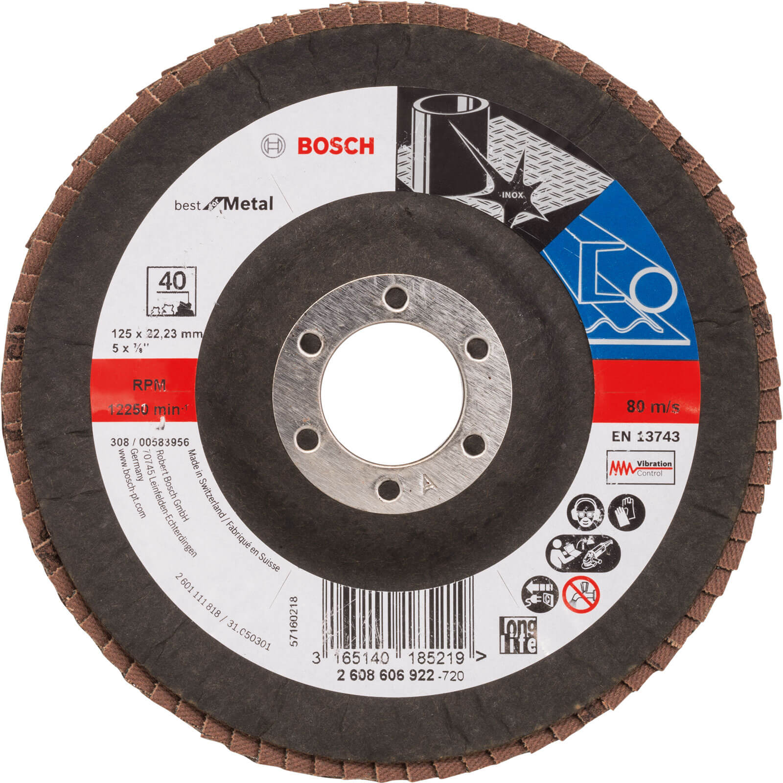 Image of Bosch Zirconium Abrasive Flap Disc 125mm 40g