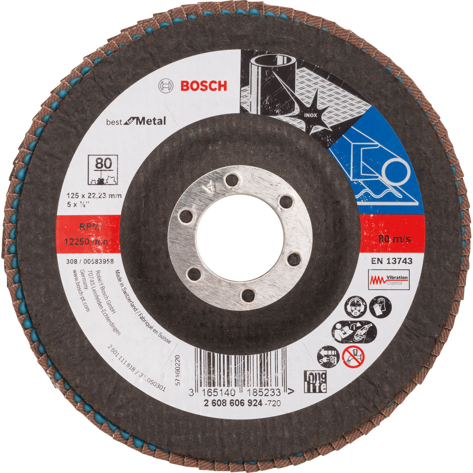 Image of Bosch Zirconium Abrasive Flap Disc 125mm 80g