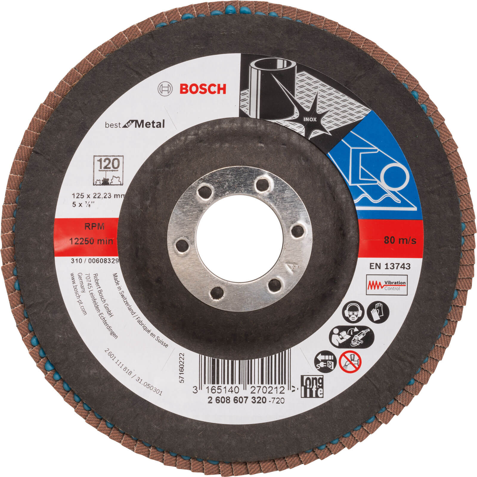 Image of Bosch Zirconium Abrasive Flap Disc 125mm 120g