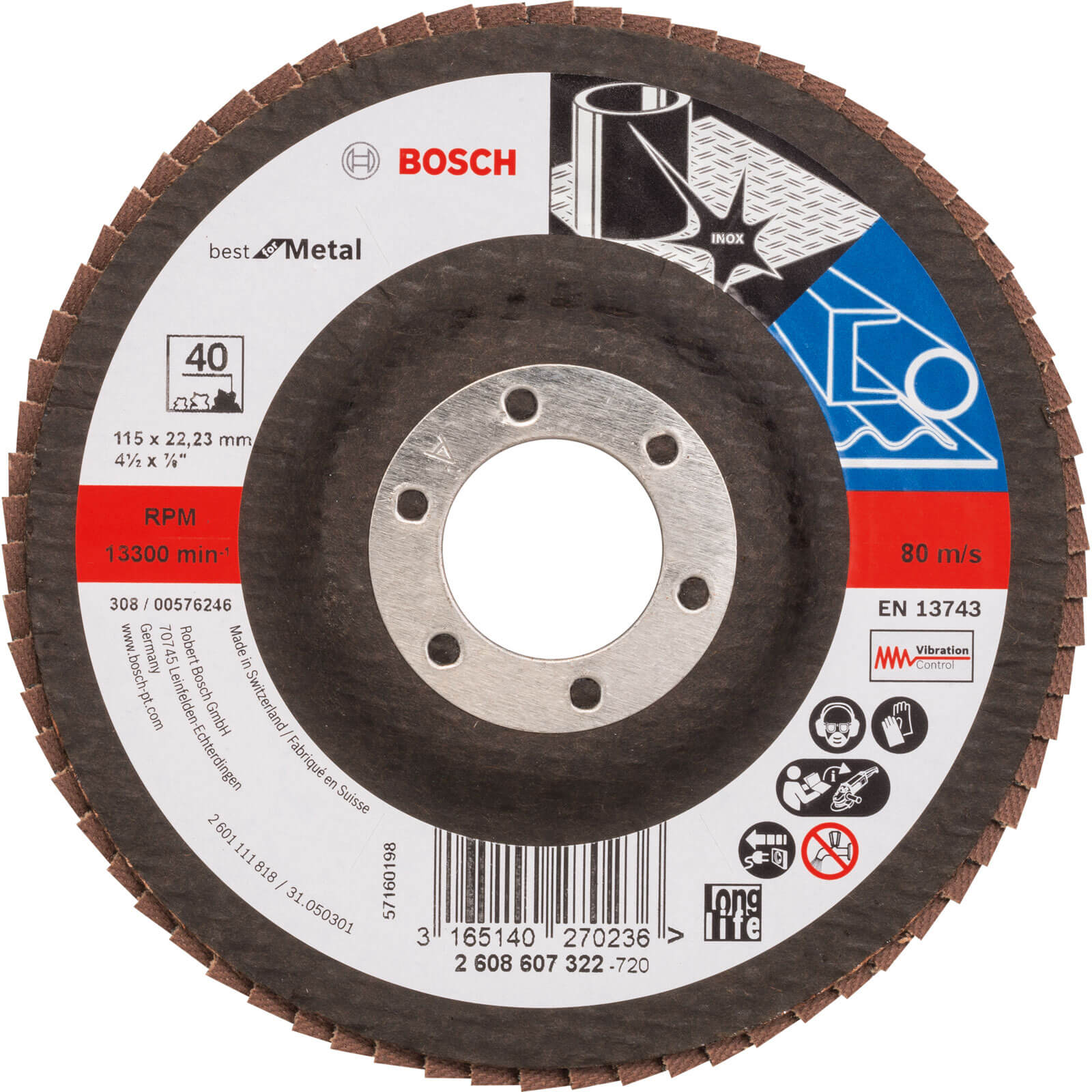 Photos - Cutting Disc Bosch X571 Best for Metal Straight Flap Disc 115mm 40g Pack of 1 260860732 