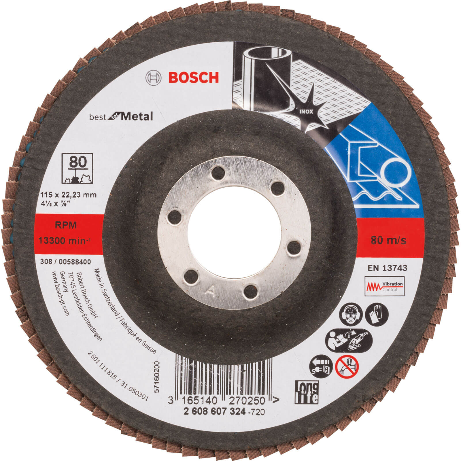 Image of Bosch X571 Best for Metal Straight Flap Disc 115mm 80g Pack of 1