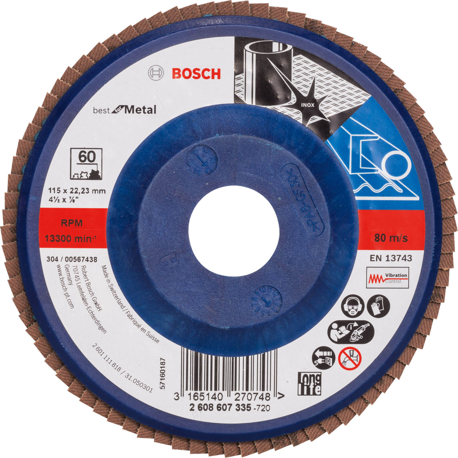 Image of Bosch X571 Best for Metal Straight Flap Disc 115mm 60g Pack of 1