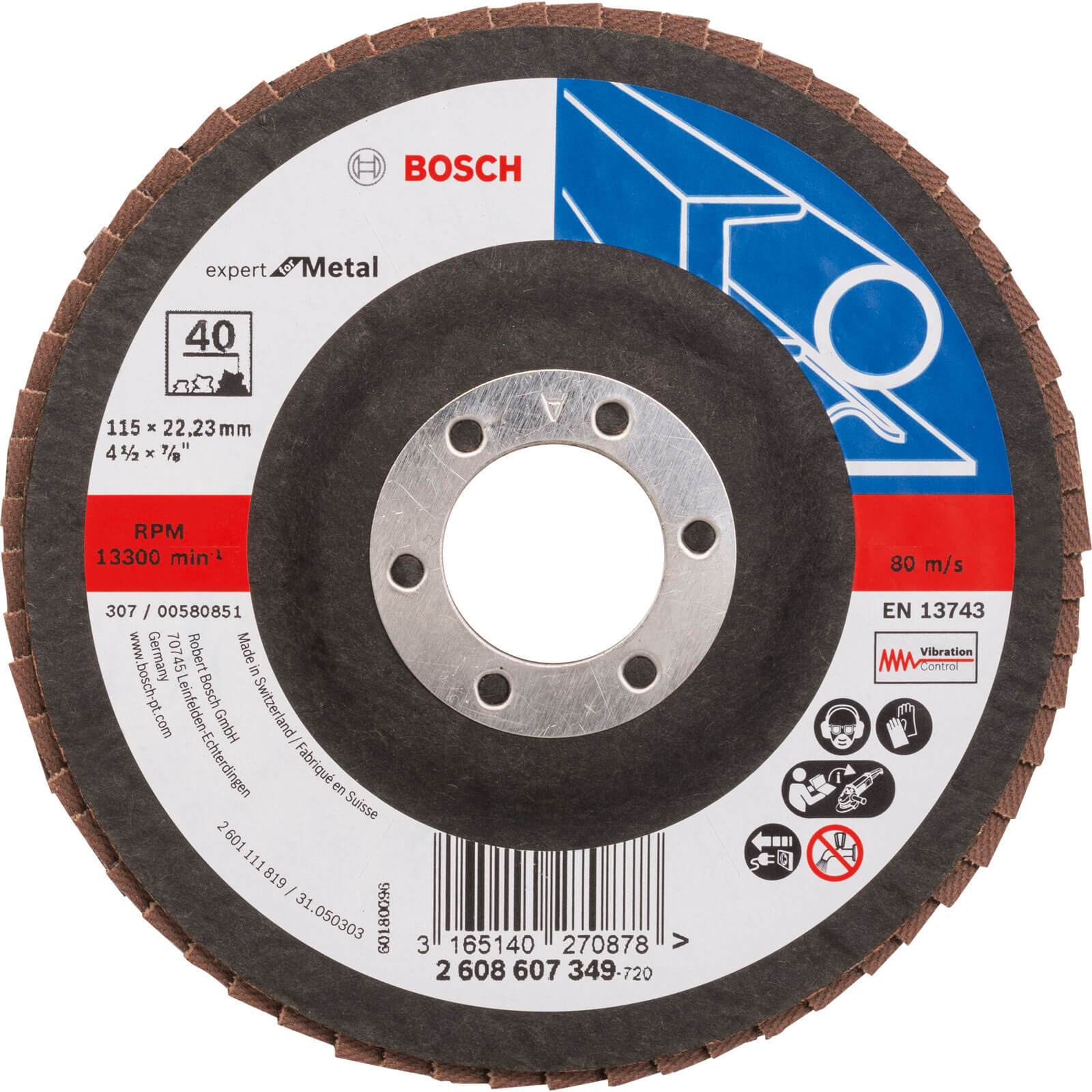 Image of Bosch Expert X551 for Metal Flap Disc 115mm 40g Pack of 1