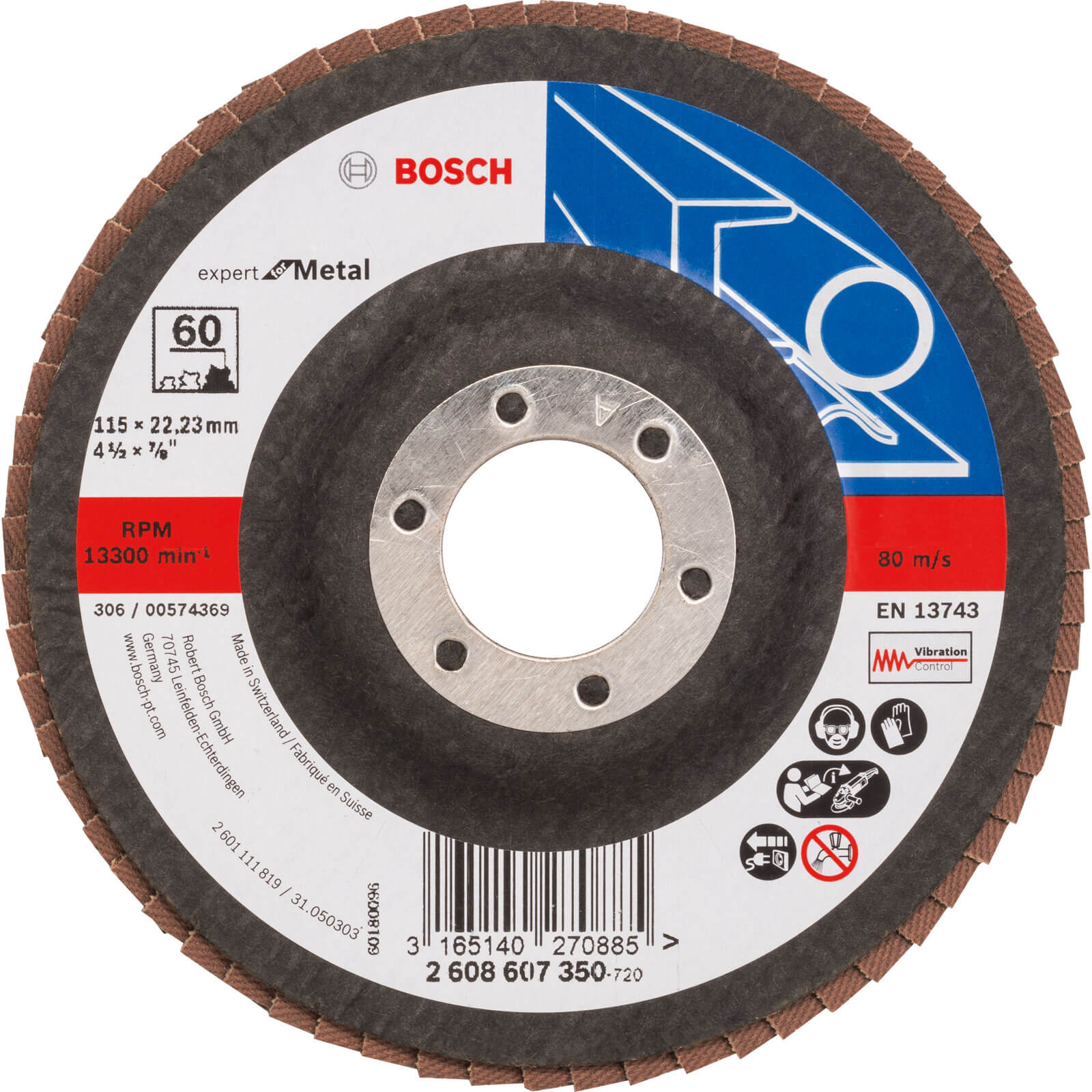 Image of Bosch Expert X551 for Metal Flap Disc 115mm 60g Pack of 1