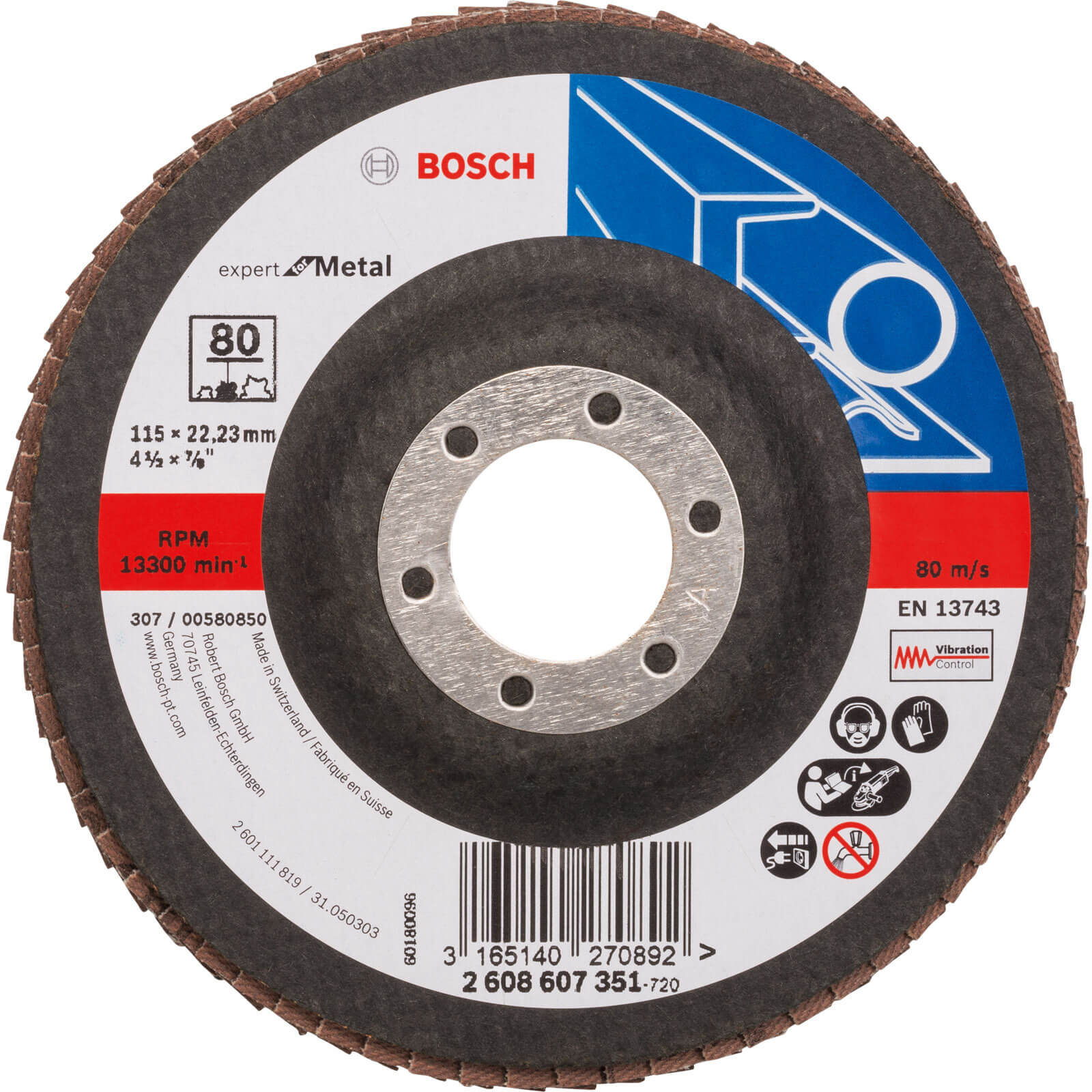 Image of Bosch Expert X551 for Metal Flap Disc 115mm 80g Pack of 1