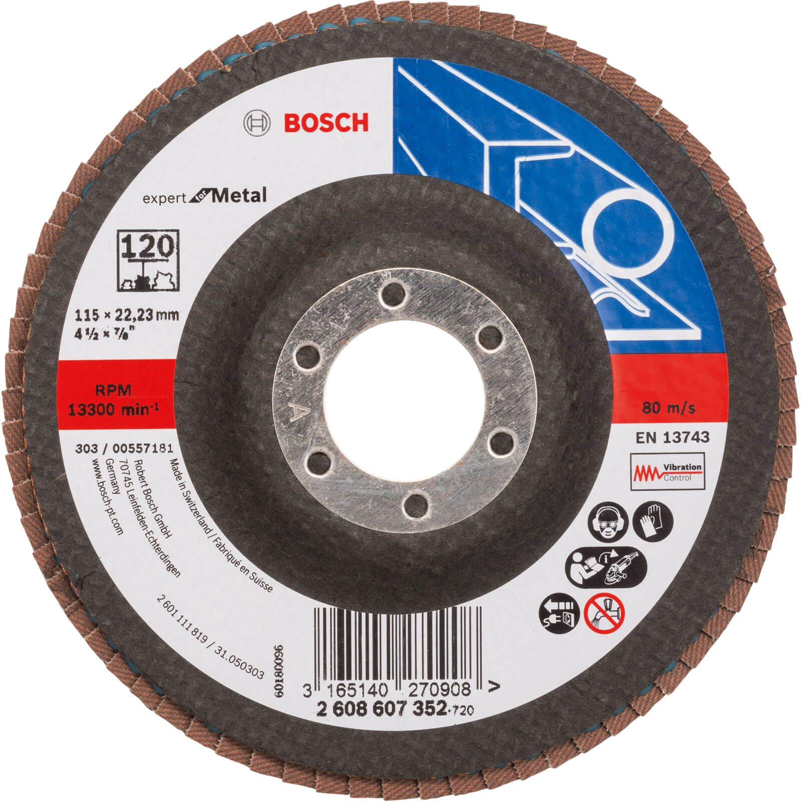 Image of Bosch Expert X551 for Metal Flap Disc 115mm 120g Pack of 1