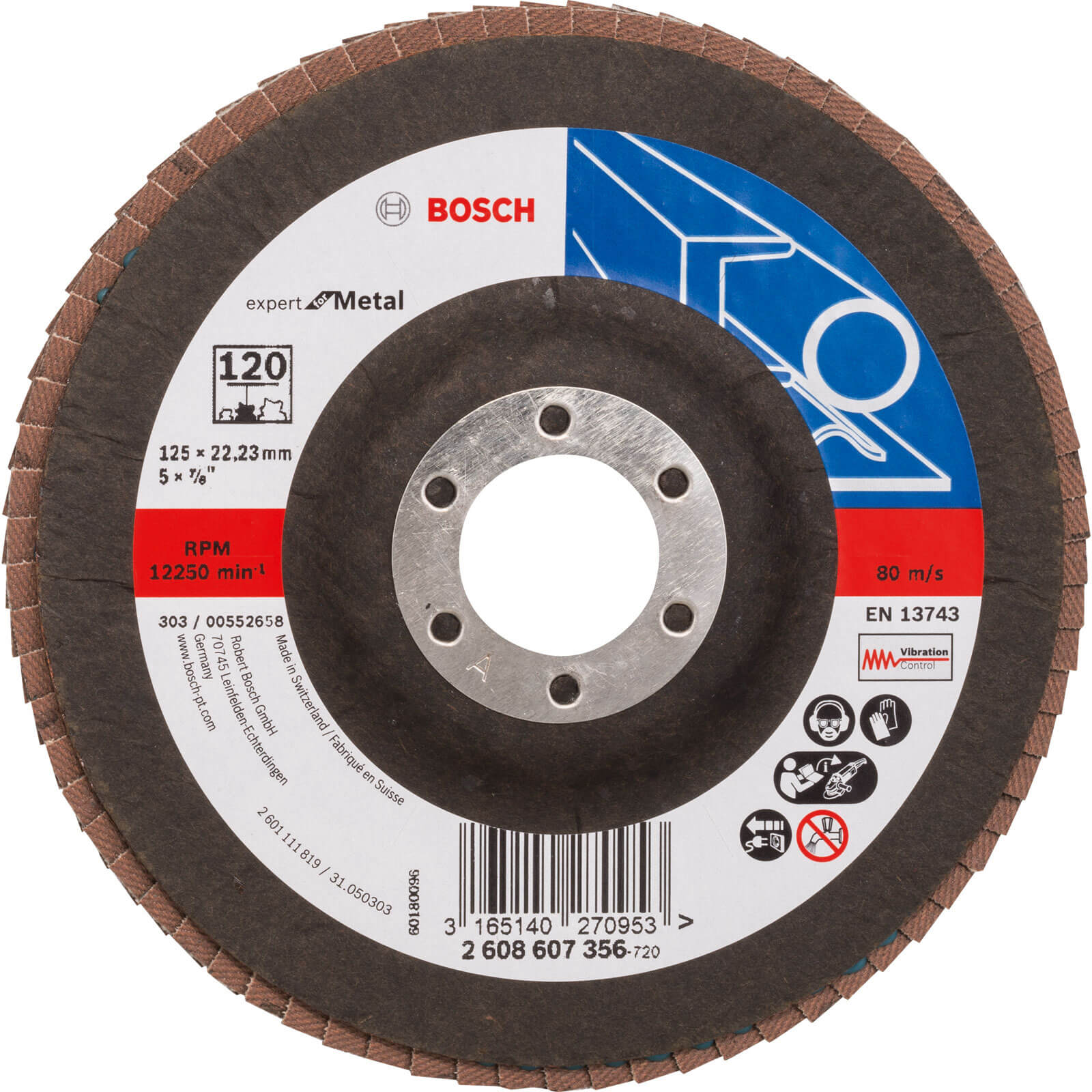 Image of Bosch Expert X551 for Metal Flap Disc 125mm 120g Pack of 1
