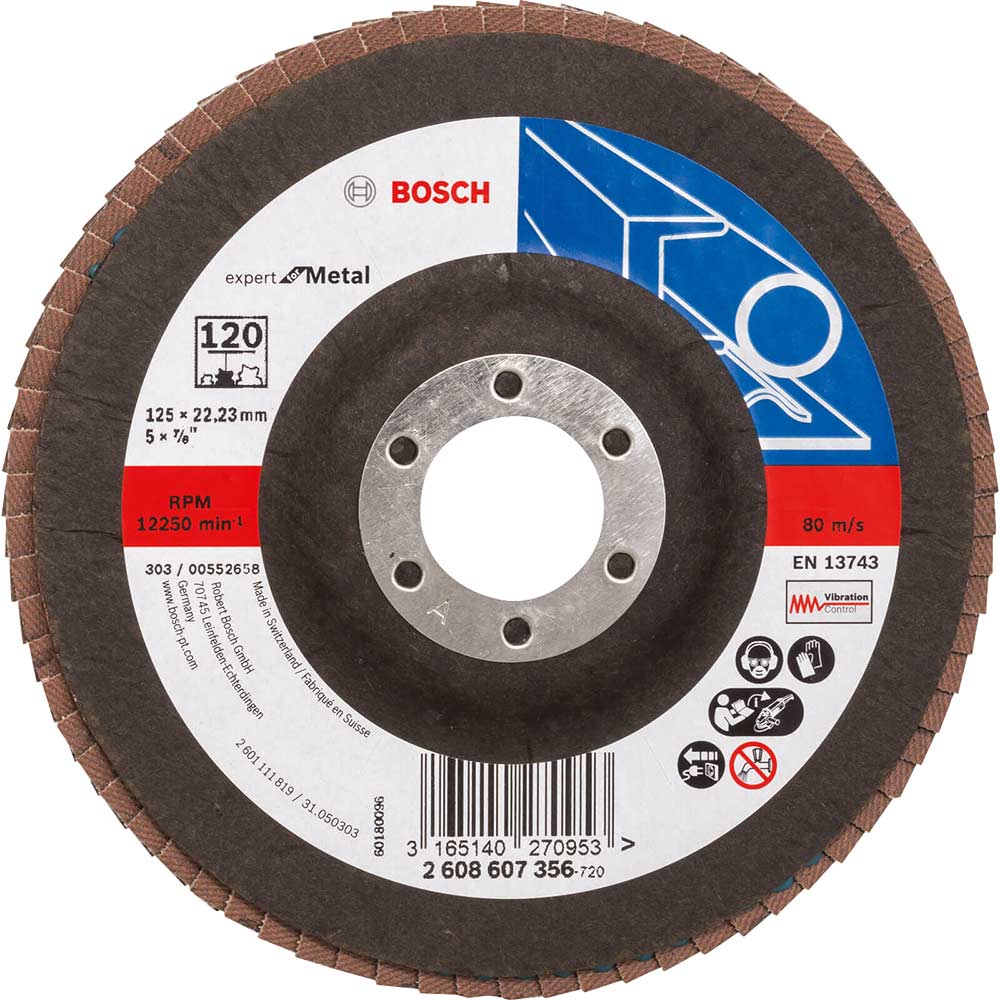 Image of Bosch Expert X551 for Metal Flap Disc 125mm 120g Pack of 1