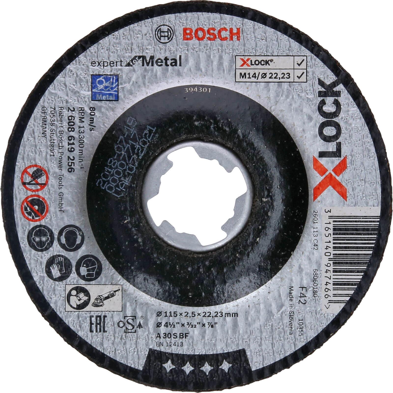 Image of Bosch Expert X Lock Depressed Centre Cutting Disc for Metal 115mm 2.5mm 22mm