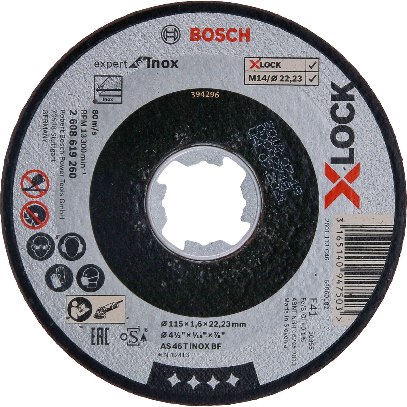 Image of Bosch Expert X Lock Inox Cutting Disc 115mm 1.6mm 22mm