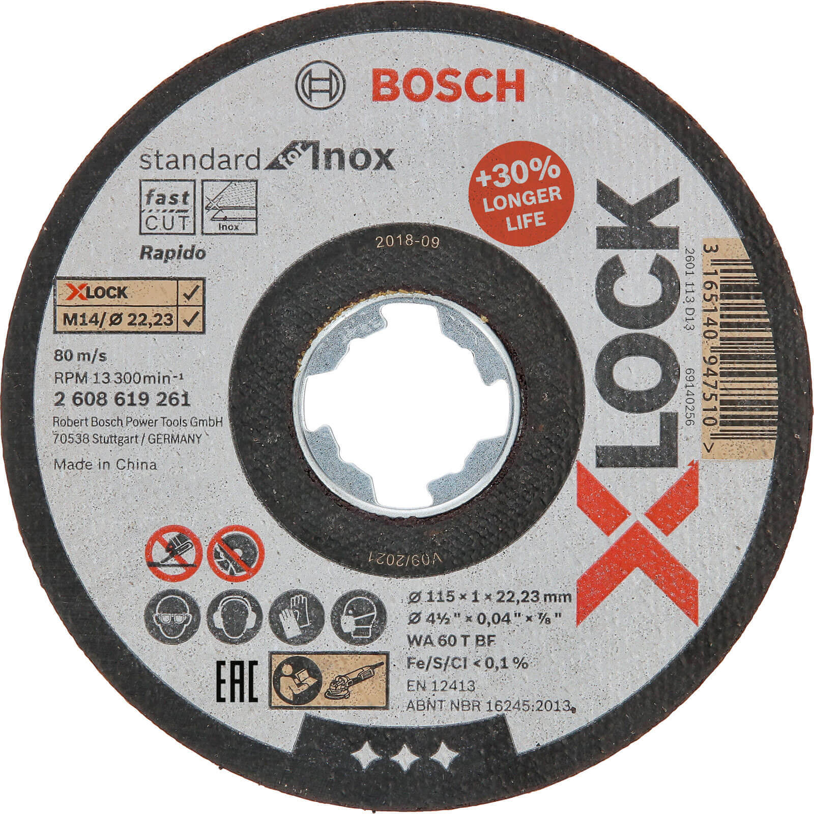 Photos - Cutting Disc Bosch X Lock Inox Flat Thin Metal Fast  115mm Pack of 1 260861 