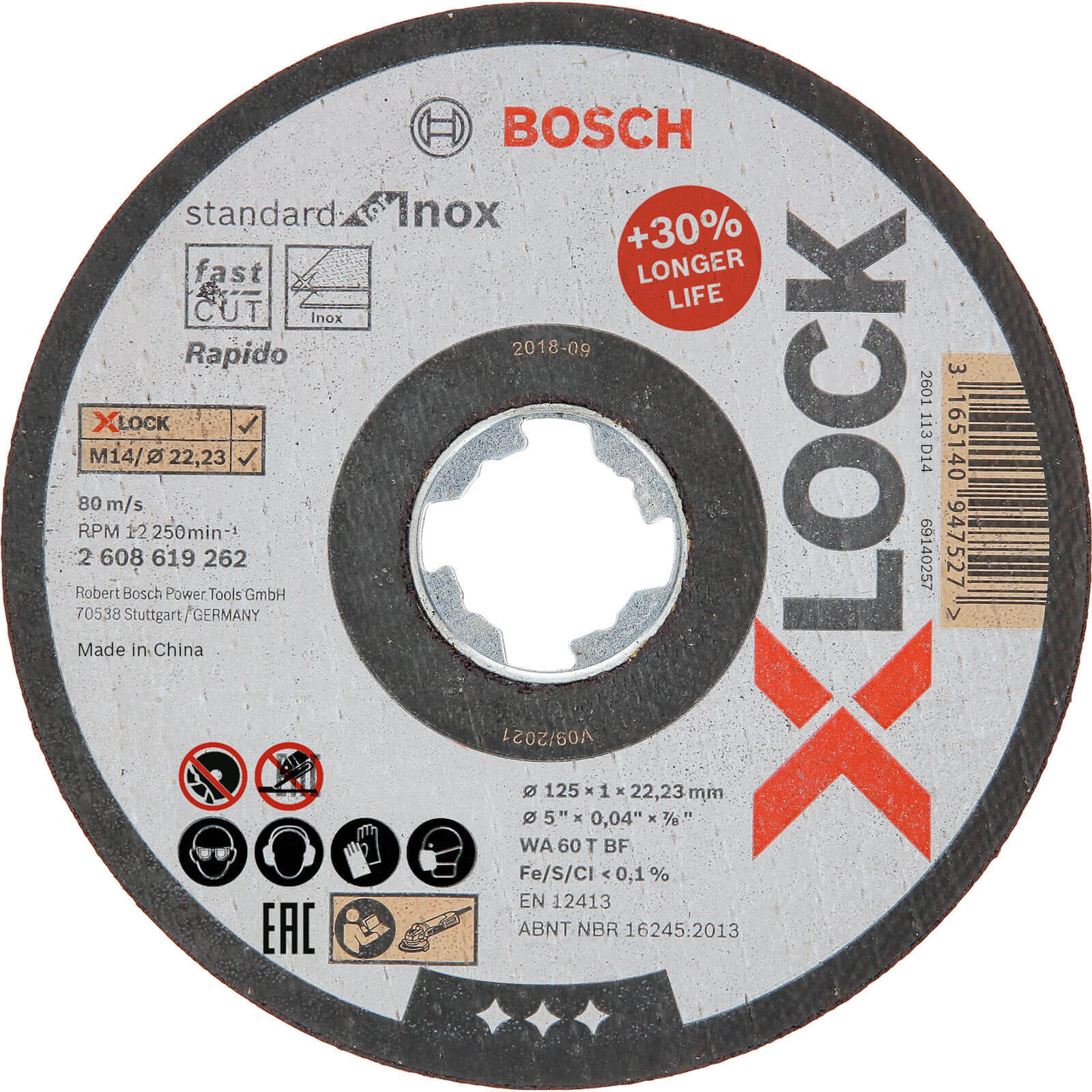 Photos - Cutting Disc Bosch X Lock Inox Flat Thin Metal Fast  125mm Pack of 1 260861 