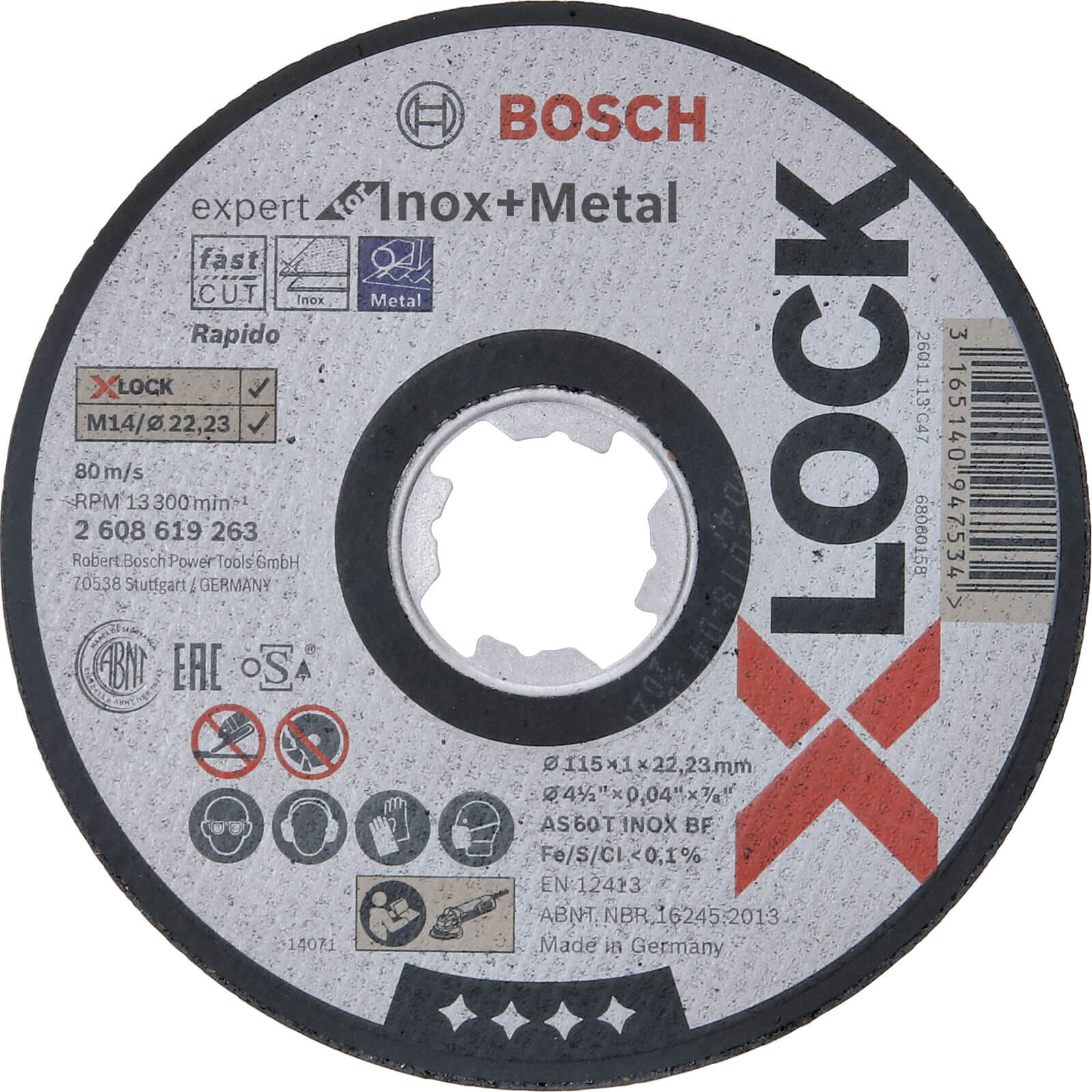 Image of Bosch Expert X Lock Rapido Metal and Inox Cutting Disc 115mm 1mm 22mm