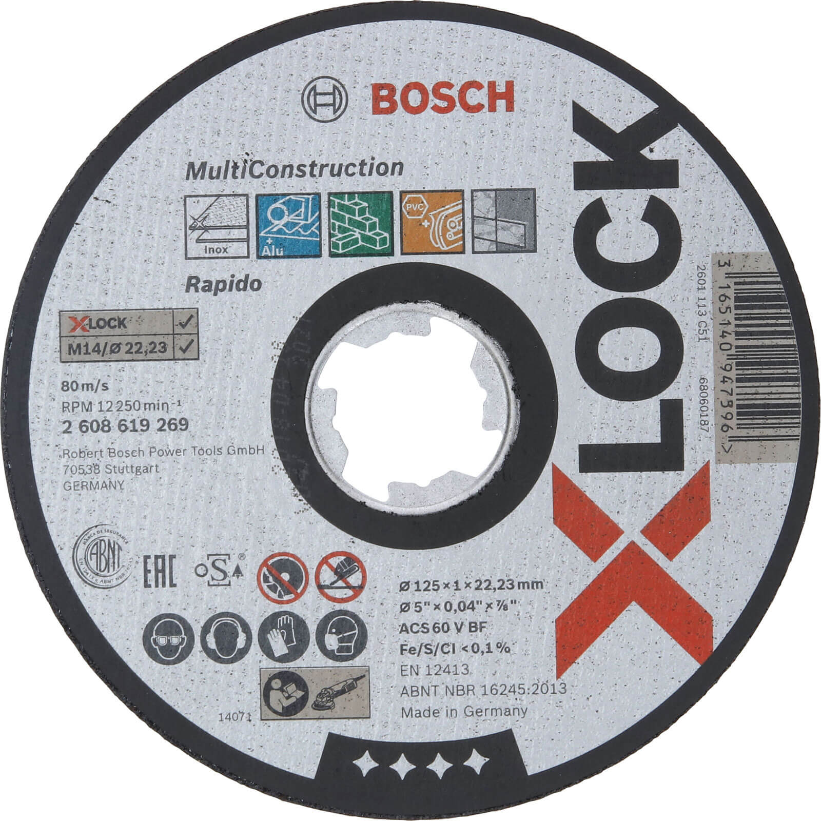 Photos - Cutting Disc Bosch X Lock MultiConstruction Multi Material  125mm 1mm 22mm 
