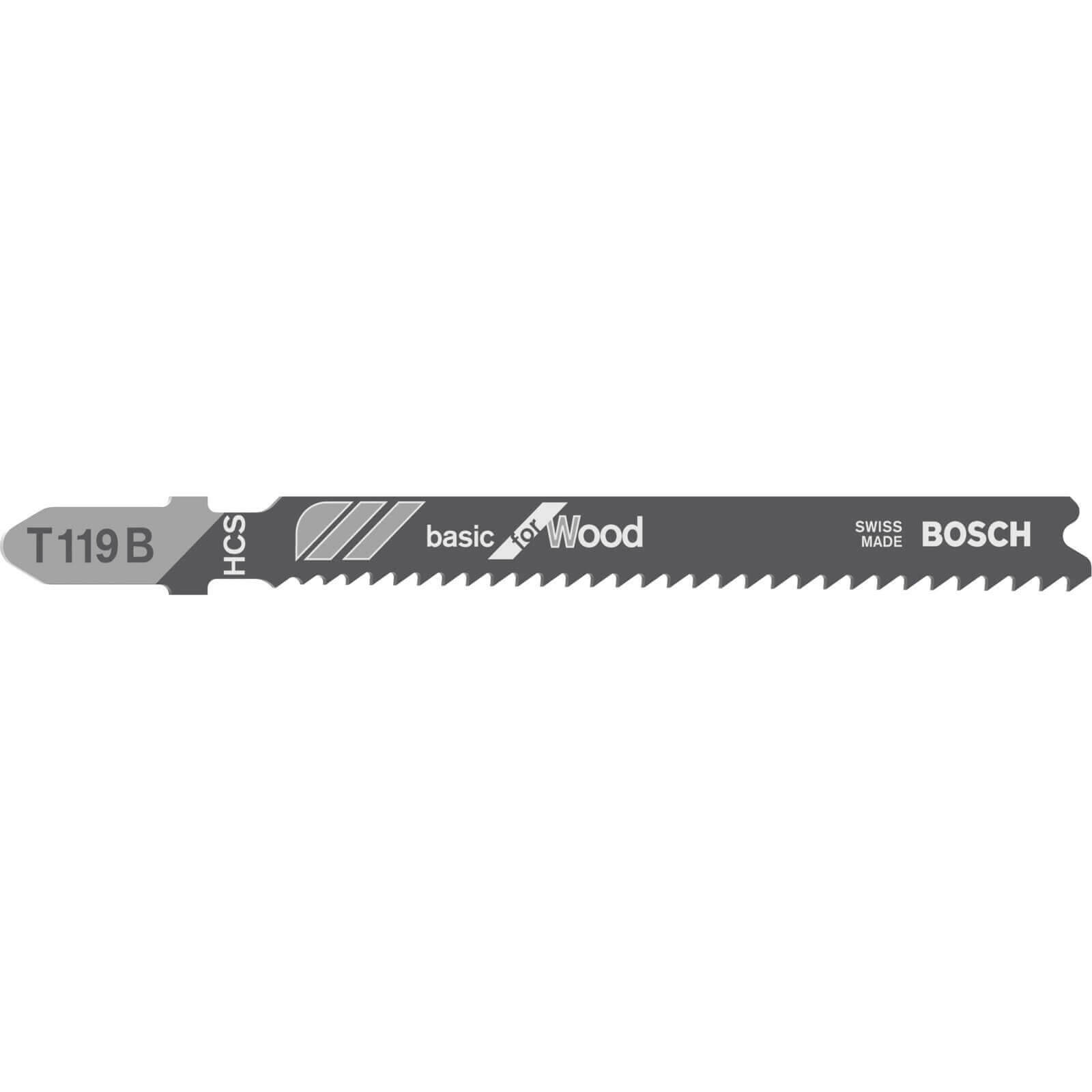 Image of Bosch T119 B Wood Cutting Jigsaw Blades Pack of 3