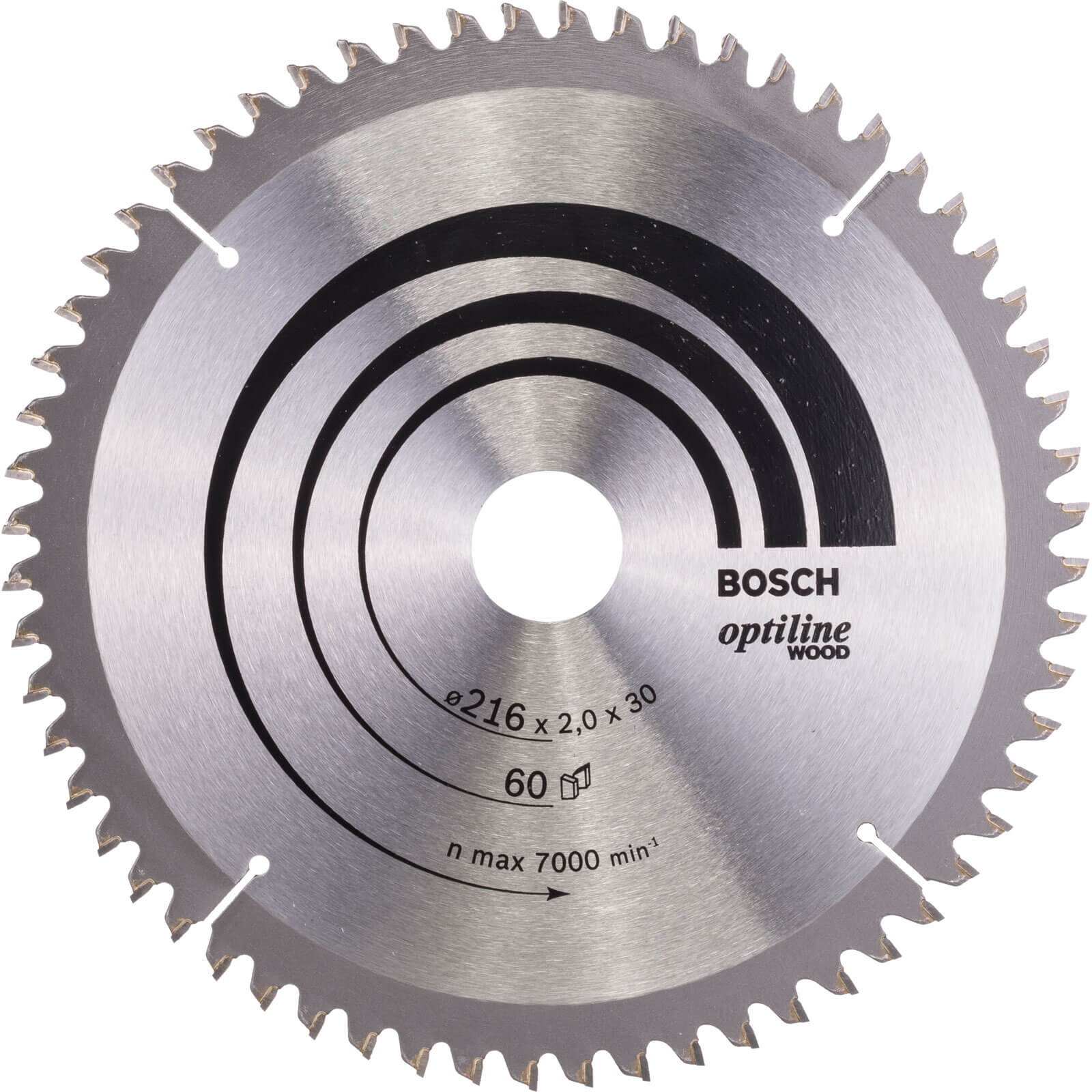 Image of Bosch Optiline Wood Cutting Mitre Saw Blade 216mm 60T 30mm