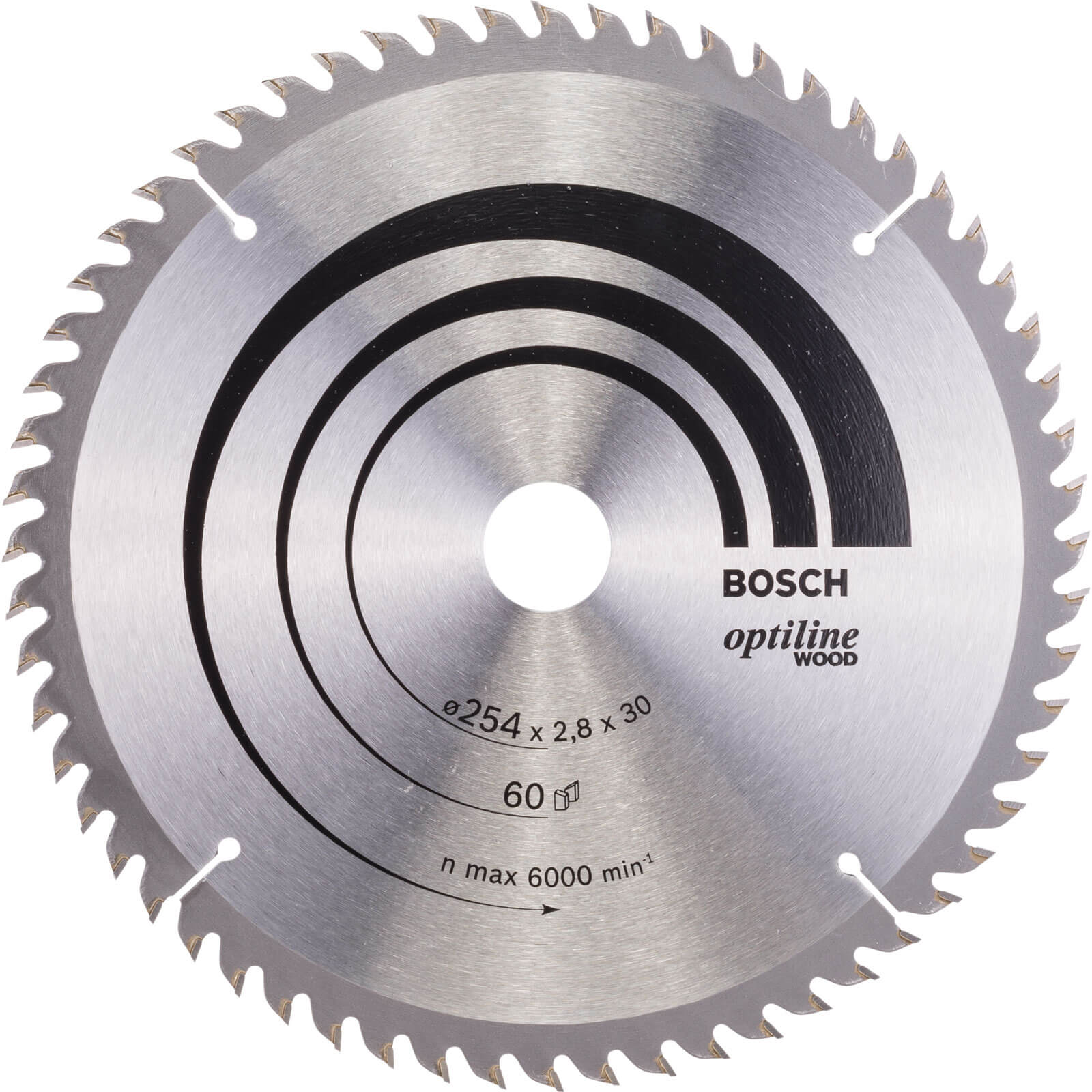 Image of Bosch Optiline Wood Cutting Mitre Saw Blade 254mm 60T 30mm