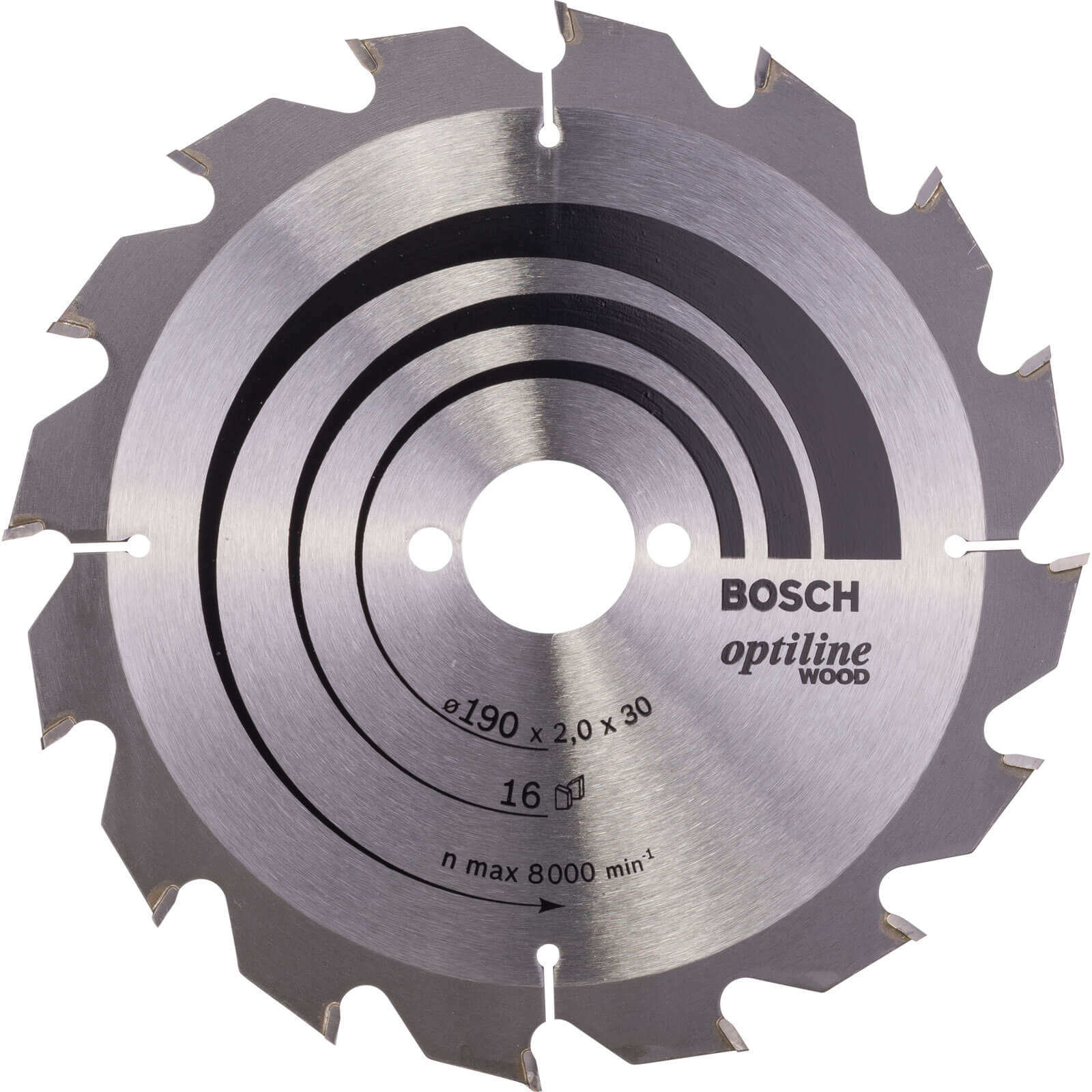 Image of Bosch Optiline Wood Cutting Saw Blade 190mm 16T 30mm