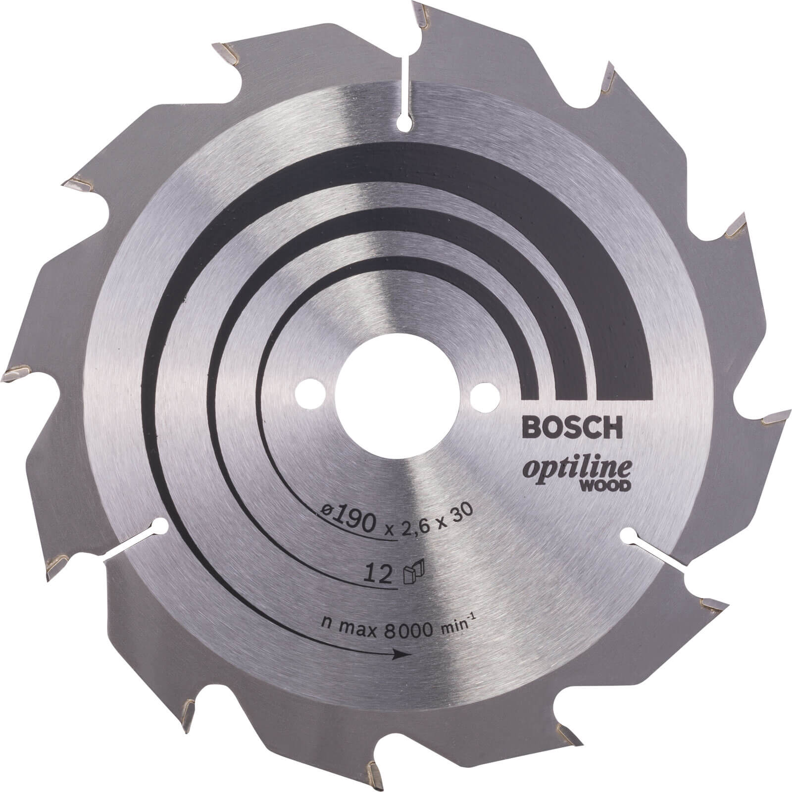 Image of Bosch Optiline Wood Cutting Saw Blade 190mm 12T 30mm