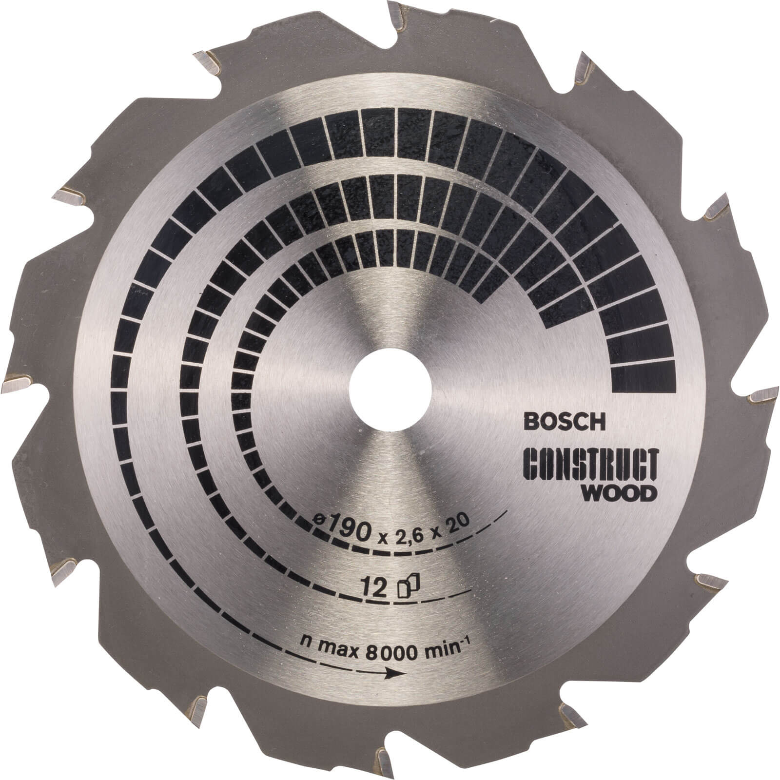 Photos - Power Tool Accessory Bosch Construct Wood Cutting Saw Blade 190mm 12T 20mm 
