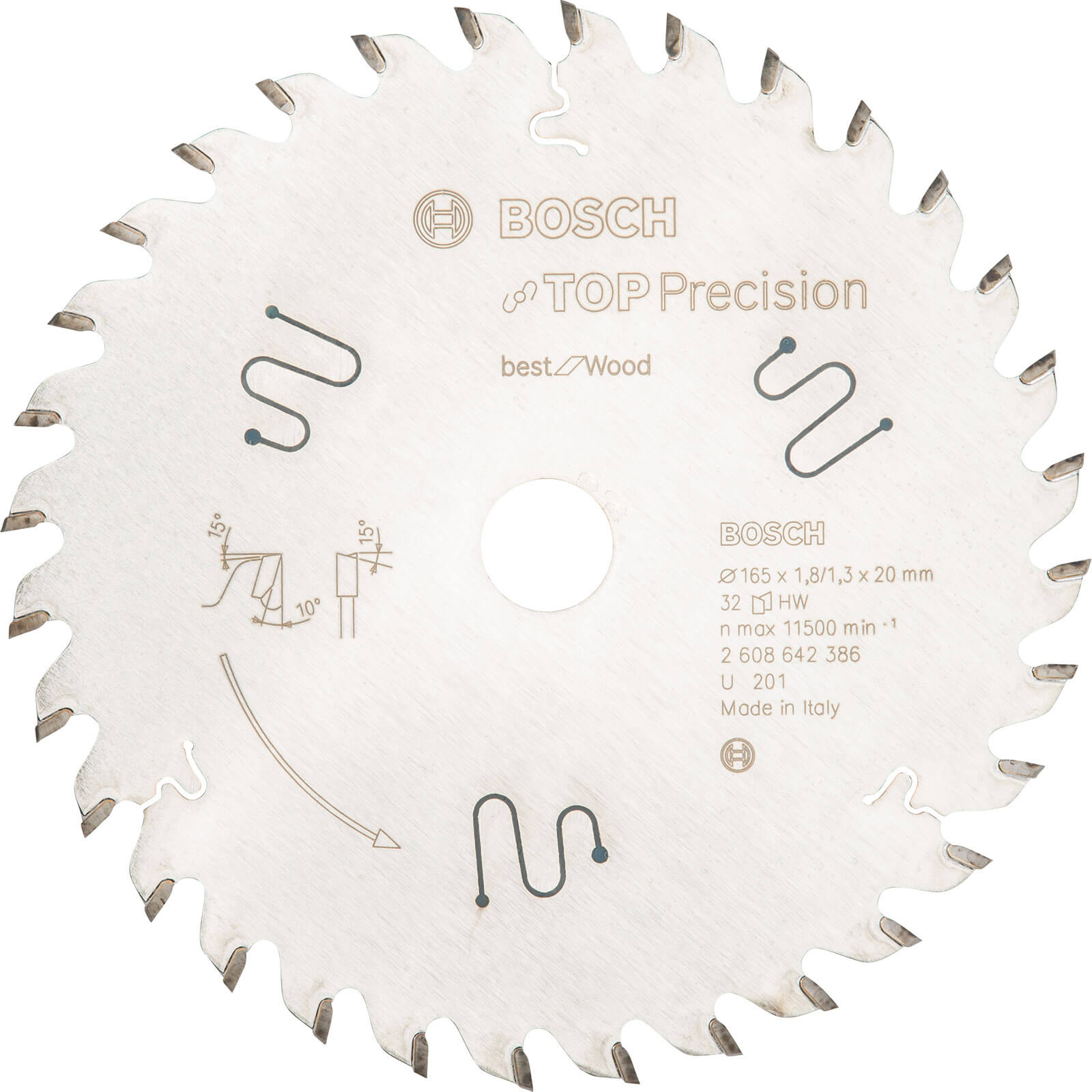 Photos - Power Tool Accessory Bosch Top Precision Wood Cutting Saw Blade 165mm 32T 20mm 