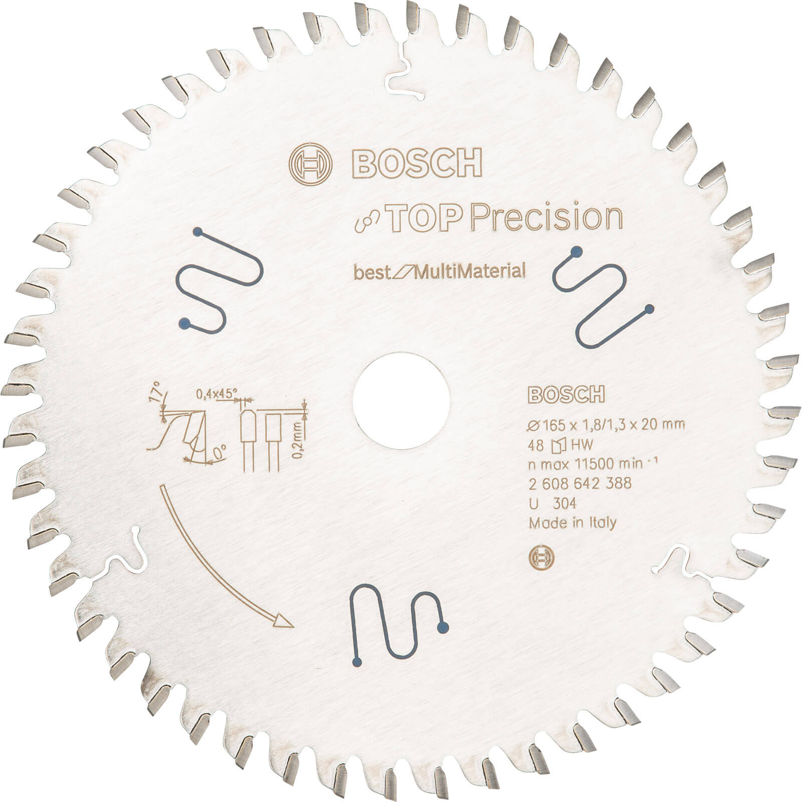 Photos - Power Tool Accessory Bosch Top Precision Multi Material Cutting Saw Blade 165mm 48T 20mm 