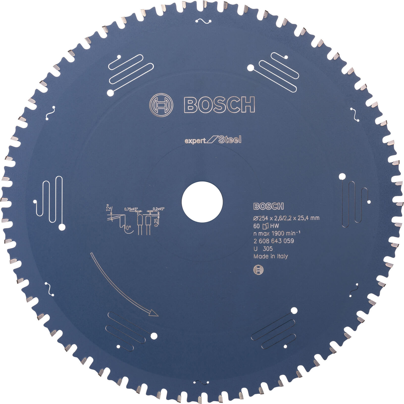 Image of Bosch Expert Metal Steel Cutting Saw Blade 254mm 60T 25.4mm